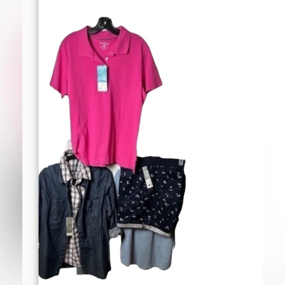 SALE ! Y2K NWT pink polo shirt.flattering ,stretchy,comfy,casual,golf shirt - Picture 16 of 16